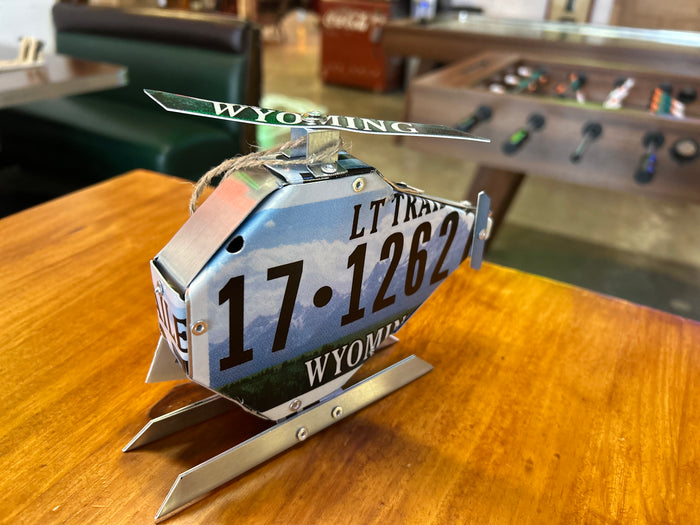 Wyoming License Plate Helicopter Small