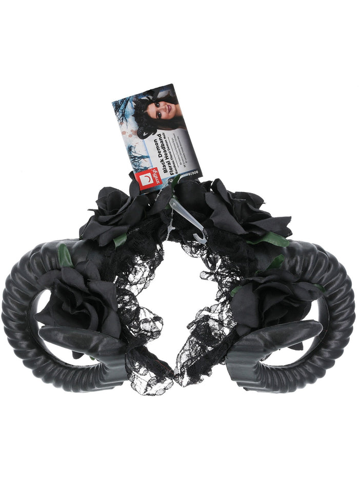 Black Demon Floral Headband