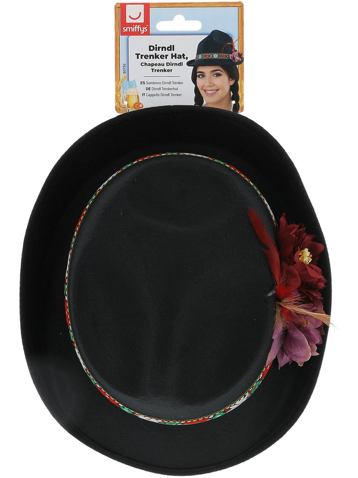 Dirndl Trenker Hat, with Feathers & Flowers