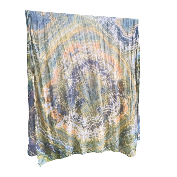 Geode Organic Cotton Mull Shawl - ice dyed couture, one of a kind