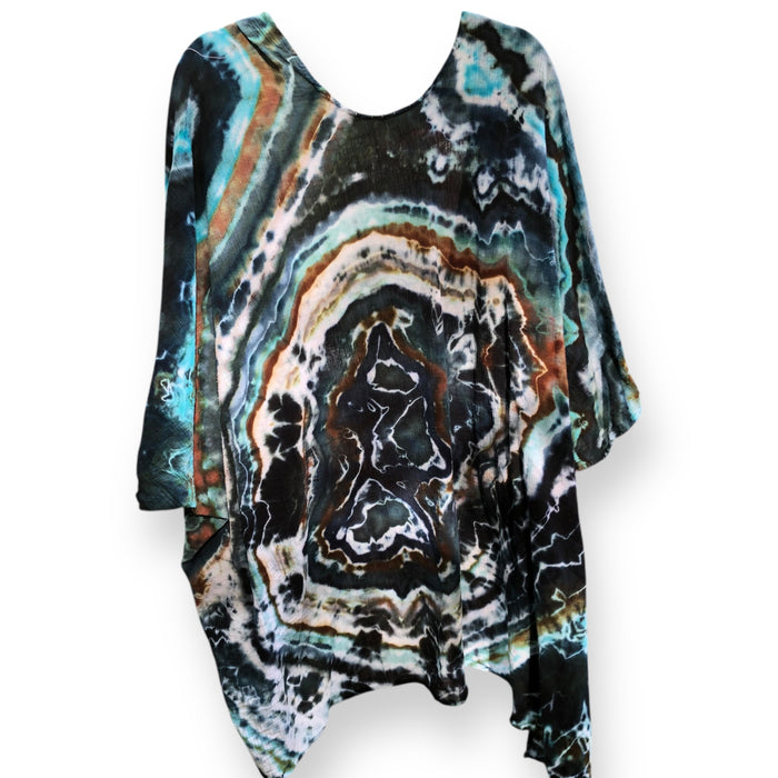 Geode, Wrap Shirt, organic cotton - ice dyed couture, one of a kind