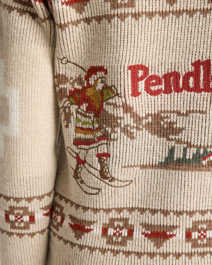 Pendleton Women's Alpine Lambswool Zip-Up Cardigan in Oatmeal Heather