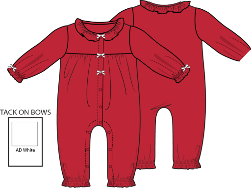 Ribbon Red - Long Sleeve Ruffle Collar Romper