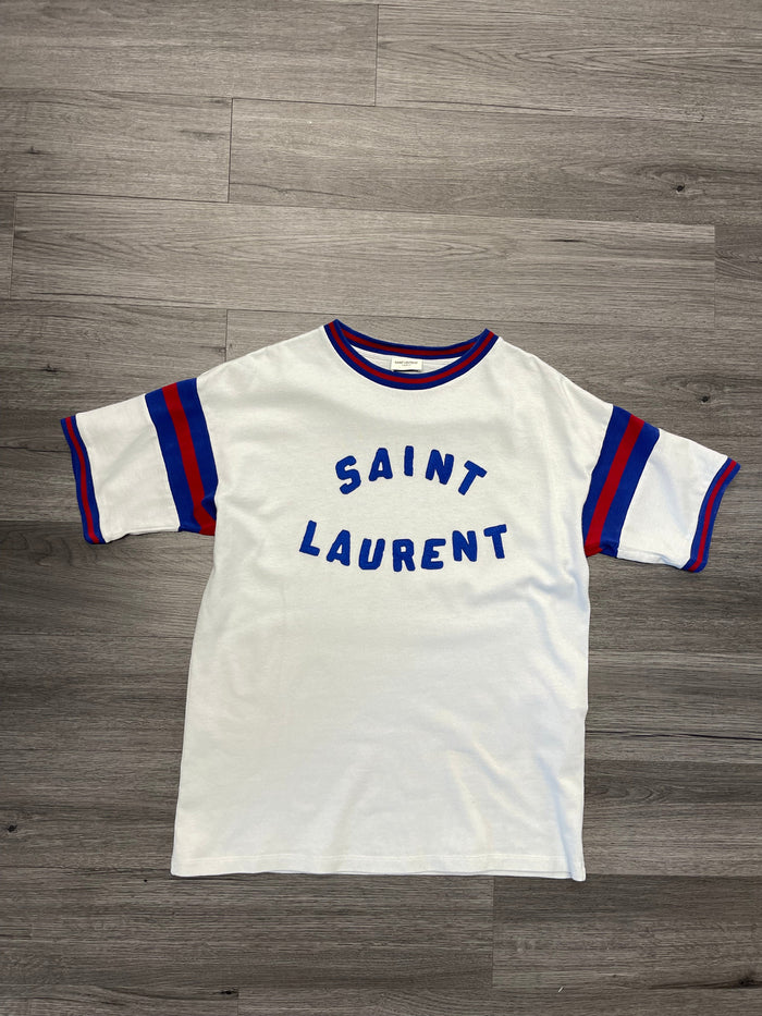 Saint Laurent Paris Jersey Tee "White / Red /Blue"
