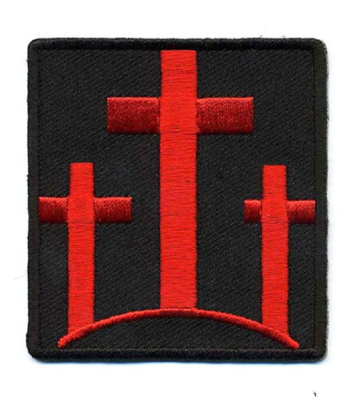 Three Crosses Patch (Embroidered Hook) (Red)