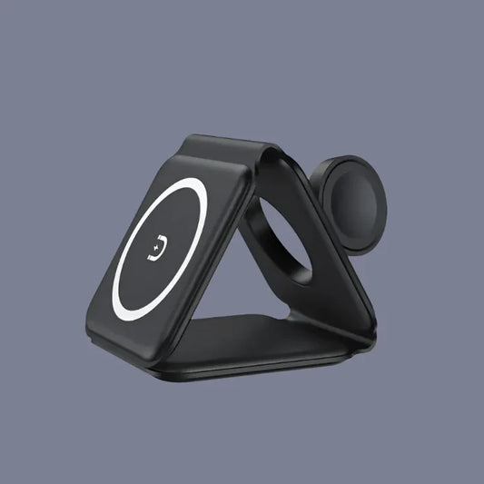 the apple watch stand is shown with a black base