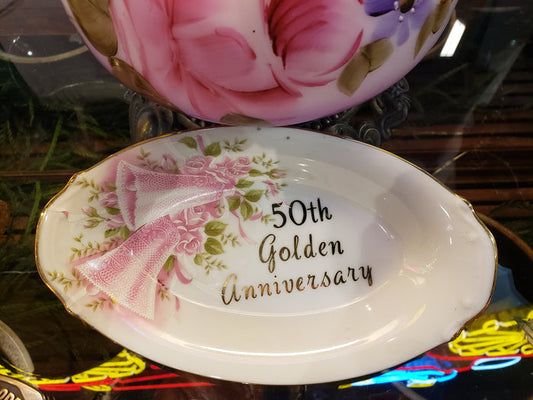 50th Golden Anniversary hand painted bowl