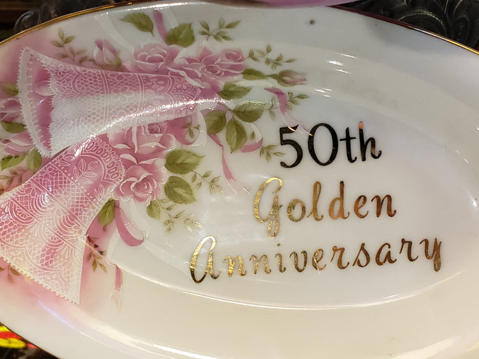 50th Golden Anniversary hand painted bowl