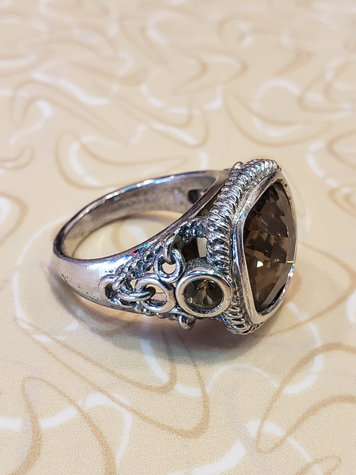 .925 Mexico Smoky Quartz Ring size 9.5