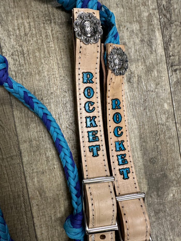 Personalized Barrel Reins leather and paracord , Round with grip knots...You choose color and length