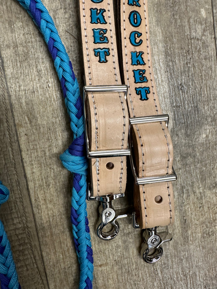 Personalized Barrel Reins leather and paracord , Round with grip knots...You choose color and length
