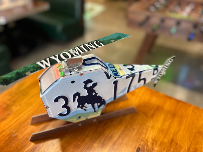 Wyoming License Plate Helicopter  Large