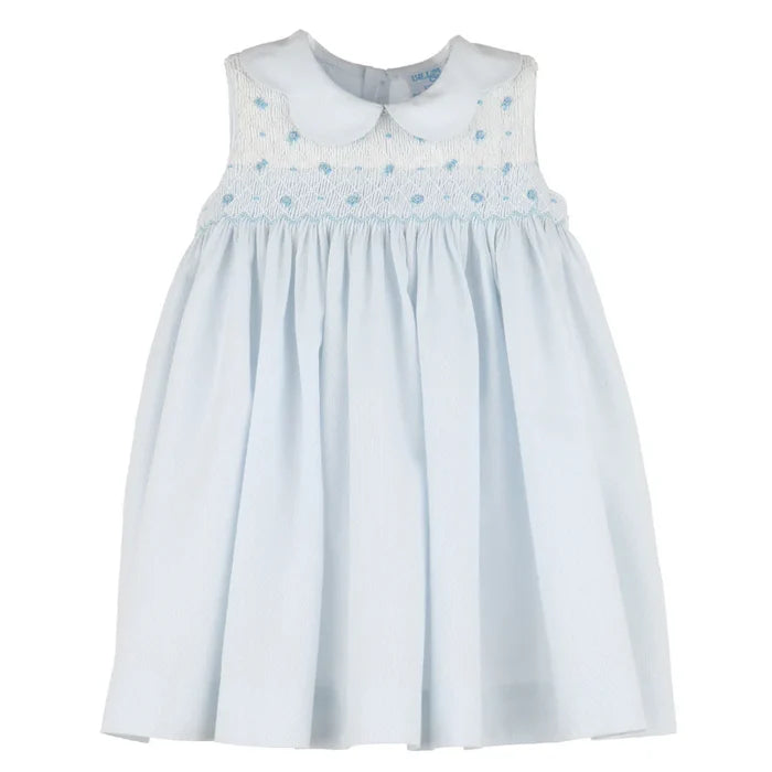 Blue Duotone Smock Collar Dress