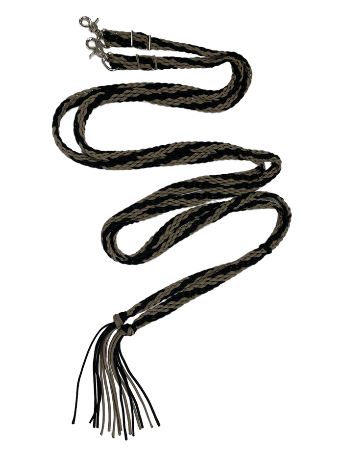 braided split reins with tassels tan and black…you can choose colors