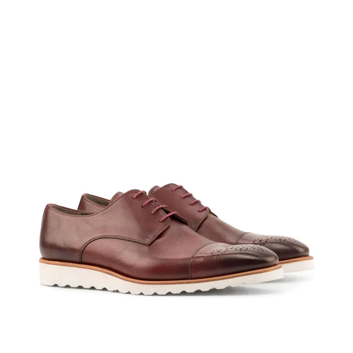 Chaska Derby Shoes in burgundy leather, back view