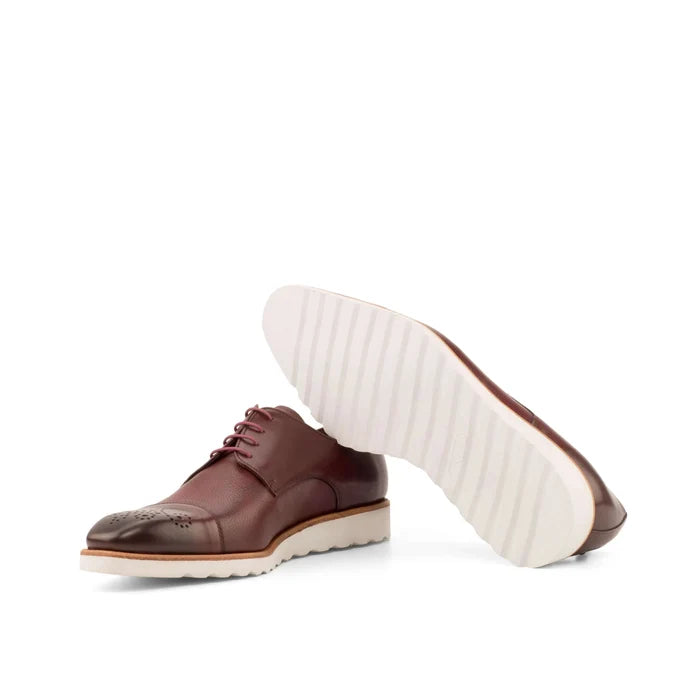 Burgundy leather Chaska Derby shoes back view