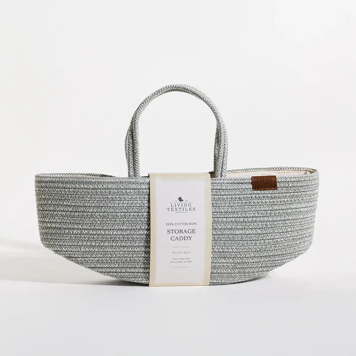 Cotton Rope Storage Caddy with Divider - Sage