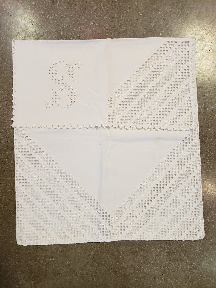 Embroidered "S" Vintage Lingerie Bag