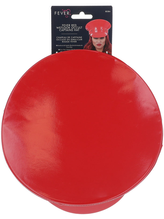 Fever Deluxe Red Wetlook Studded Captains Hat