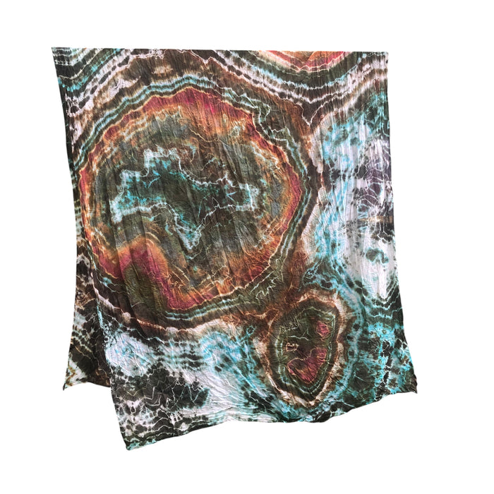 Geode Organic Cotton Mull Shawl - ice dyed couture, one of a kind