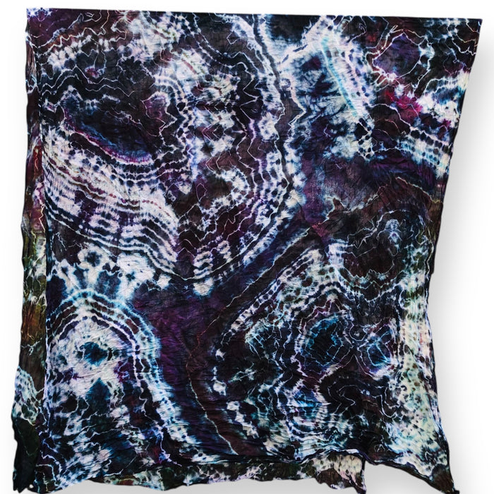 Geode Organic Cotton Mull Shawl - ice dyed couture, one of a kind