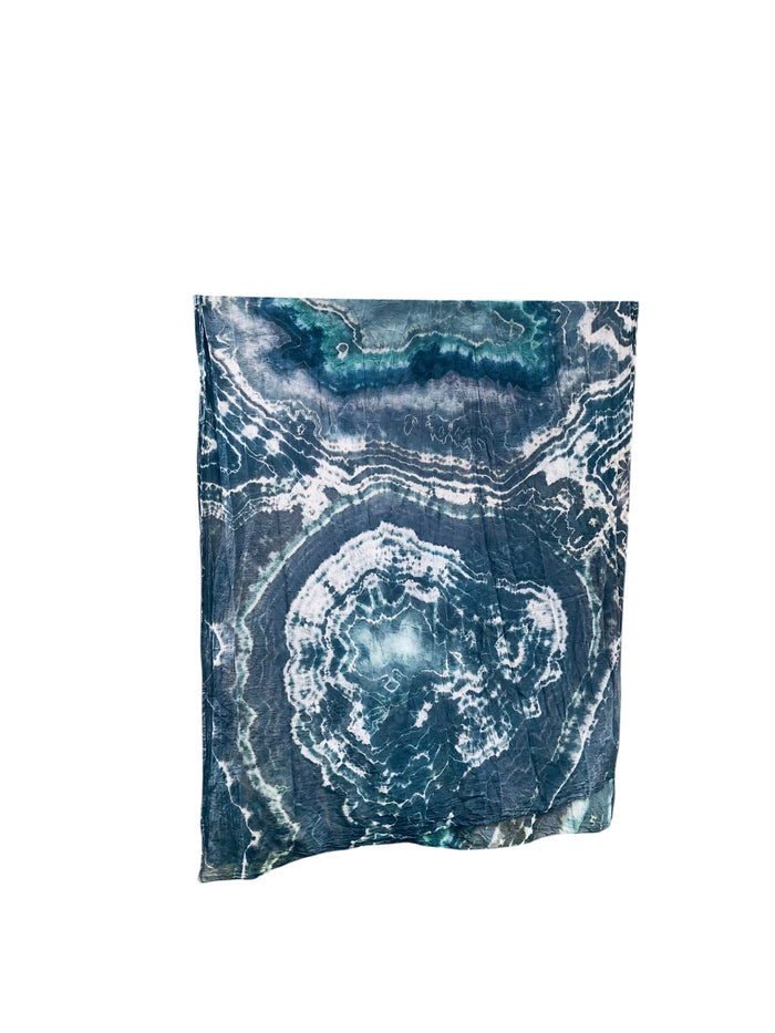 Geode Organic Cotton Mull Shawl - ice dyed couture, one of a kind