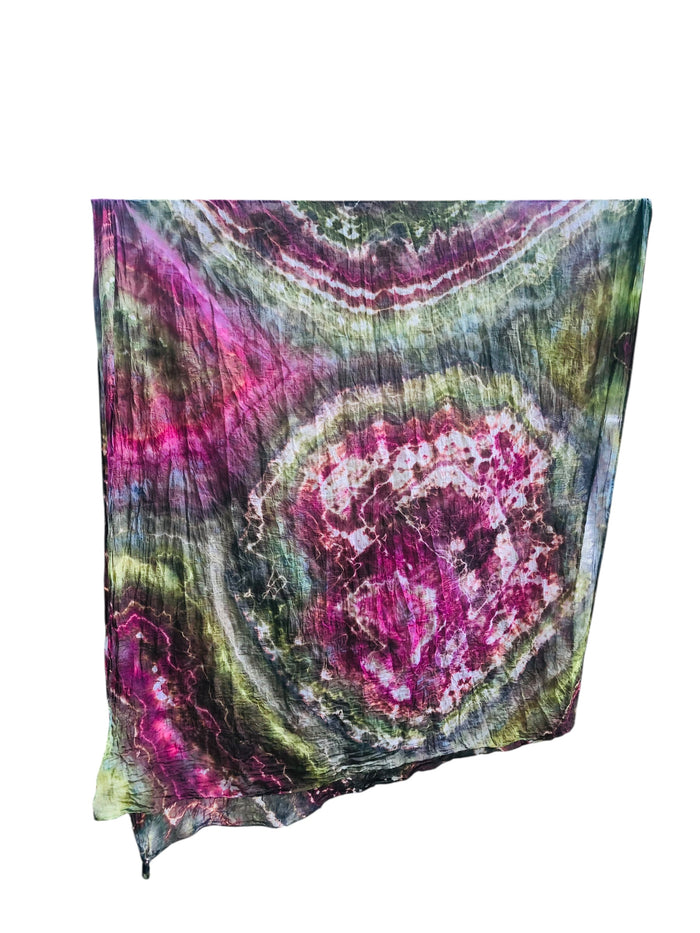 Geode Organic Cotton Mull Shawl - ice dyed couture, one of a kind
