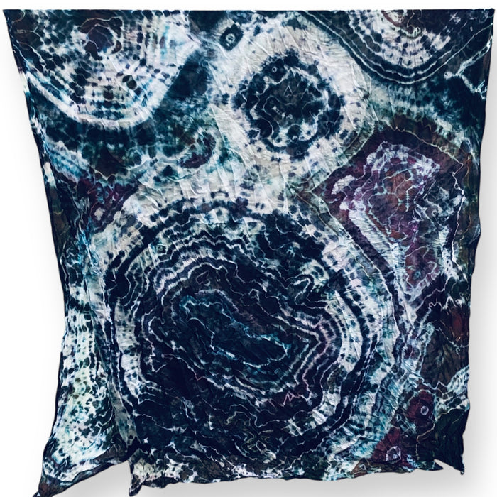 Geode Organic Cotton Mull Shawl - ice dyed couture, one of a kind
