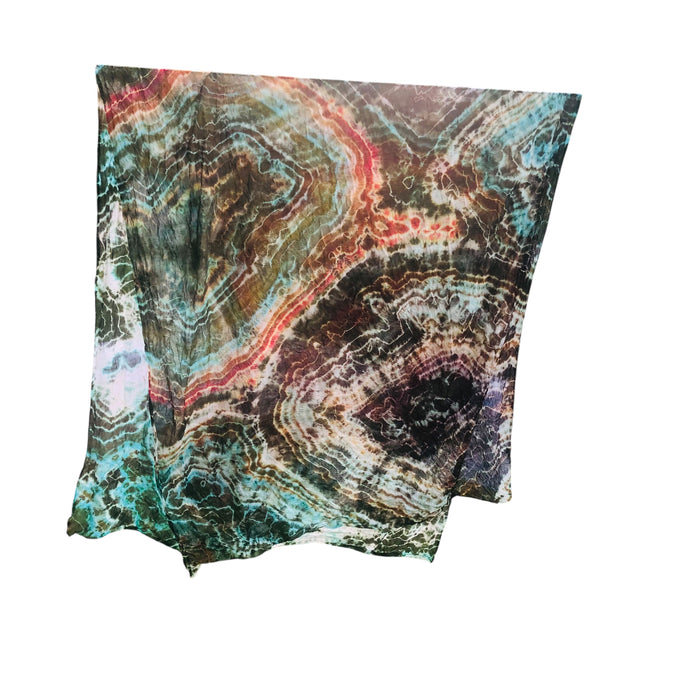 Geode Organic Cotton Mull Shawl - ice dyed couture, one of a kind