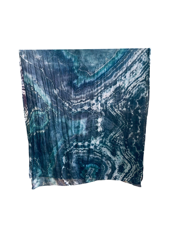 Geode Organic Cotton Mull Shawl - ice dyed couture, one of a kind