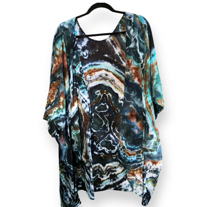 Geode, Wrap Shirt, organic cotton - ice dyed couture, one of a kind