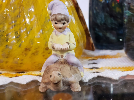 Josef Originals Elf on Turtle figurine