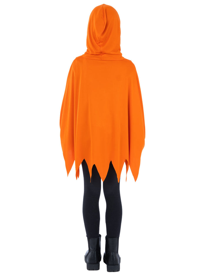 Kids Unisex Orange Pumpkin Poncho