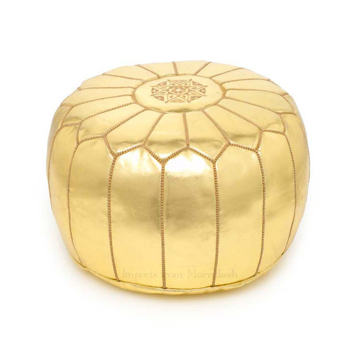 Moroccan Metallic Leather Poufs