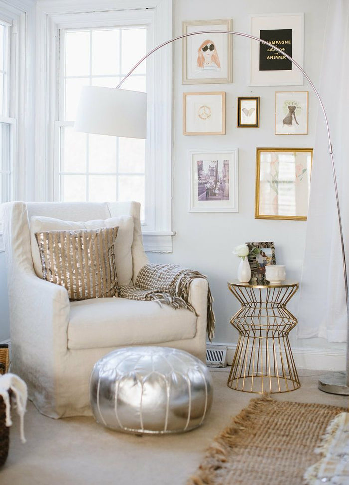 Moroccan Metallic Leather Poufs