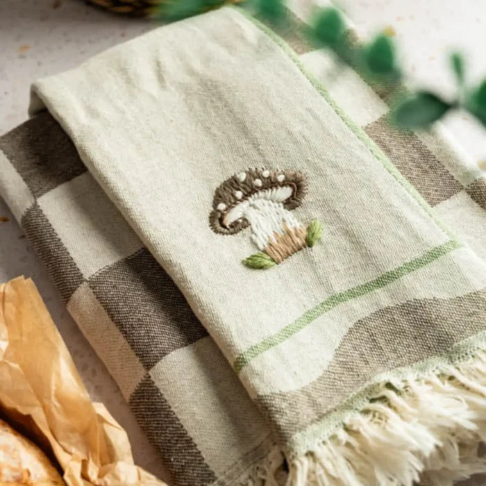 Mushroom Hand-Stitched Tea Towel Set | Olive & Loom