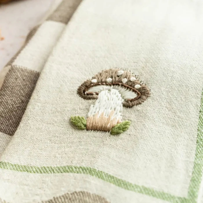 Mushroom Hand-Stitched Tea Towel Set | Olive & Loom