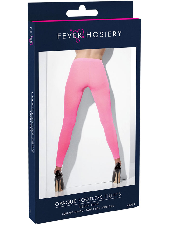 Opaque Footless Tights, Neon Pink