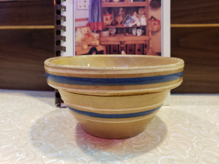 Oven Ware 5 inch bowl tan blue white stripe