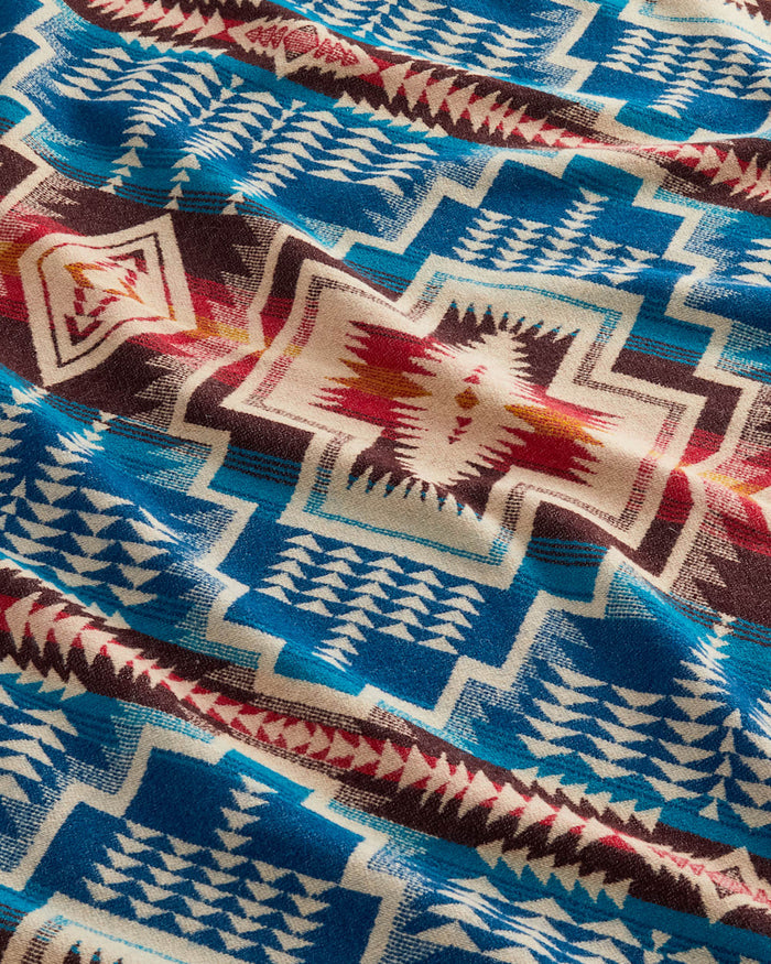 PENDLETON HARDING STAR FRINGED THROW- ROYAL BLUE