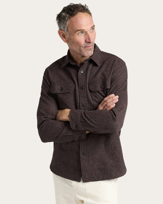 Pendleton Men's Burnside Flannel Shirt in Brown Heather