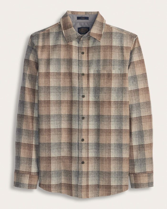 Pendleton Men's Lodge Shirt in Tan/Grey Ombre