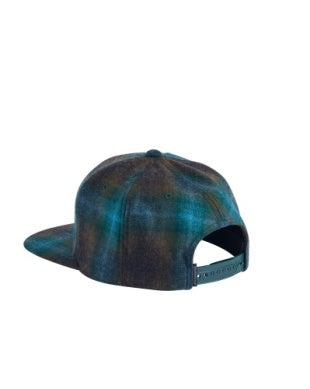 Pendleton Plaid Flat Brim Hat in Teal/Charcoal Ombre