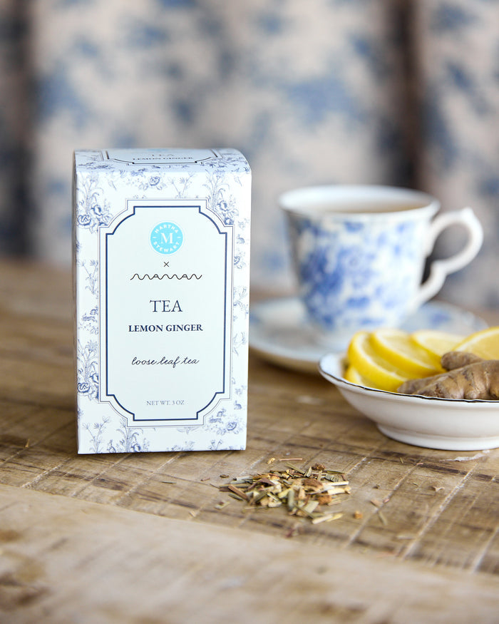 Box of lemon ginger tea from the Martha Stewart x maman collection.
