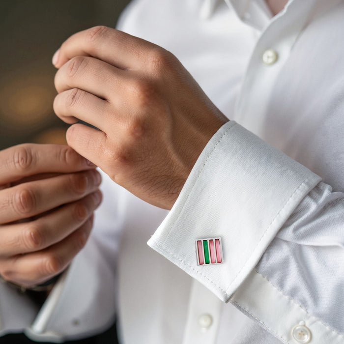 Purple & Green Cat's Eye Striped Cufflinks