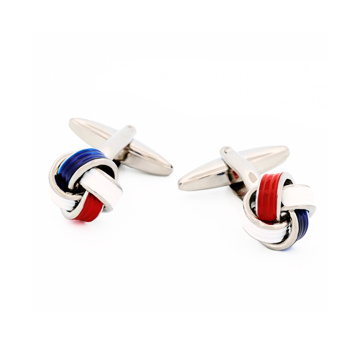 Red & White & Blue Knot Enamel Cufflinks