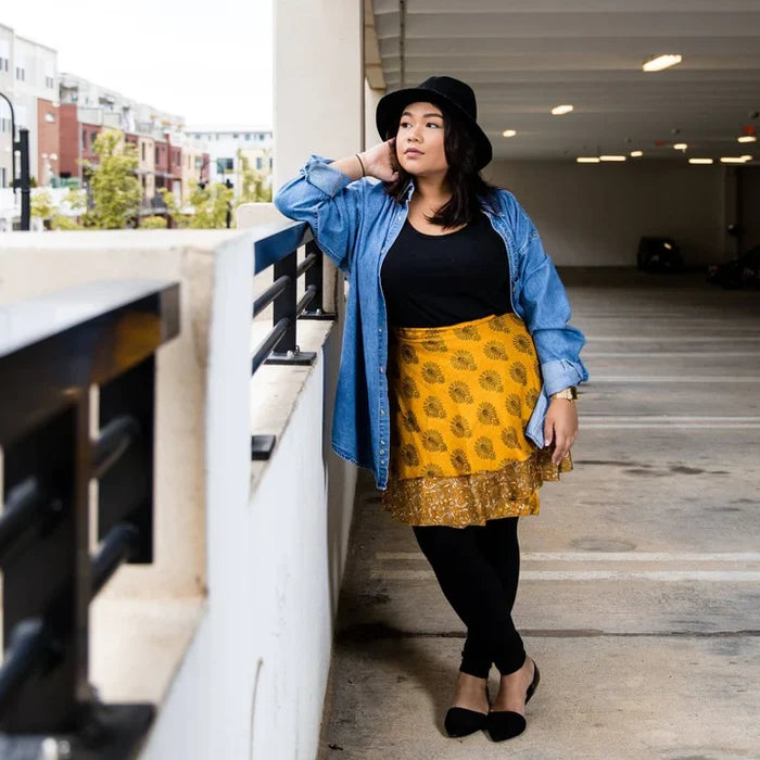 Sari Silk Wrap Skirt- Short