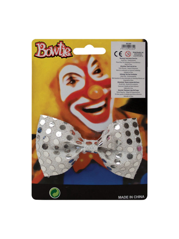 Silver Sequin Bow Tie Costume Accessory