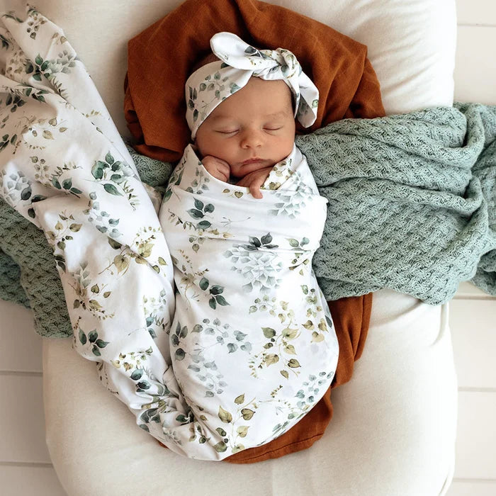 Snuggle Hunny Baby Jersey Wrap & Topknot Set - Eden