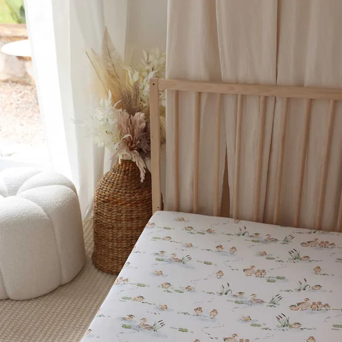 Snuggle Hunny Organic Fitted Jersey Cotton Cot Sheet - Duck Pond